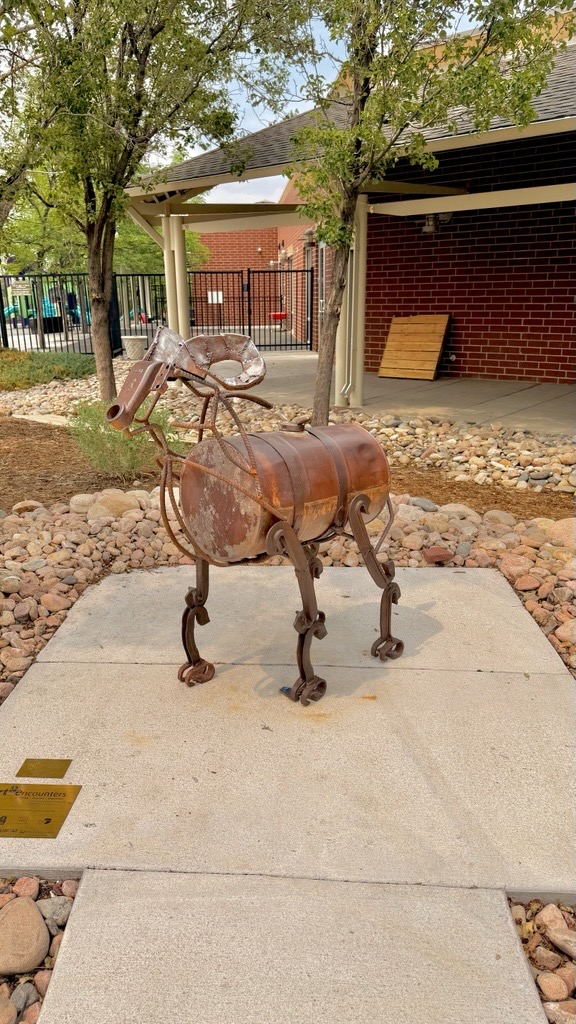 Cam the Ram utilizes recycled, reclaimed vintage metal pieces to form a ram-like sculpture.