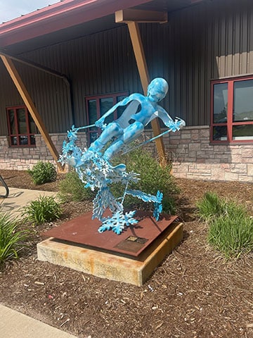 Fast Tracks is a sculpture of a skier.