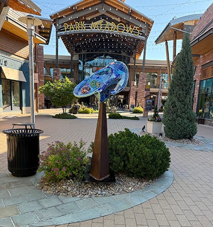 George Jetson Travels to Aurora Borealis is a bright colorful sculpture that is a connection to nature.