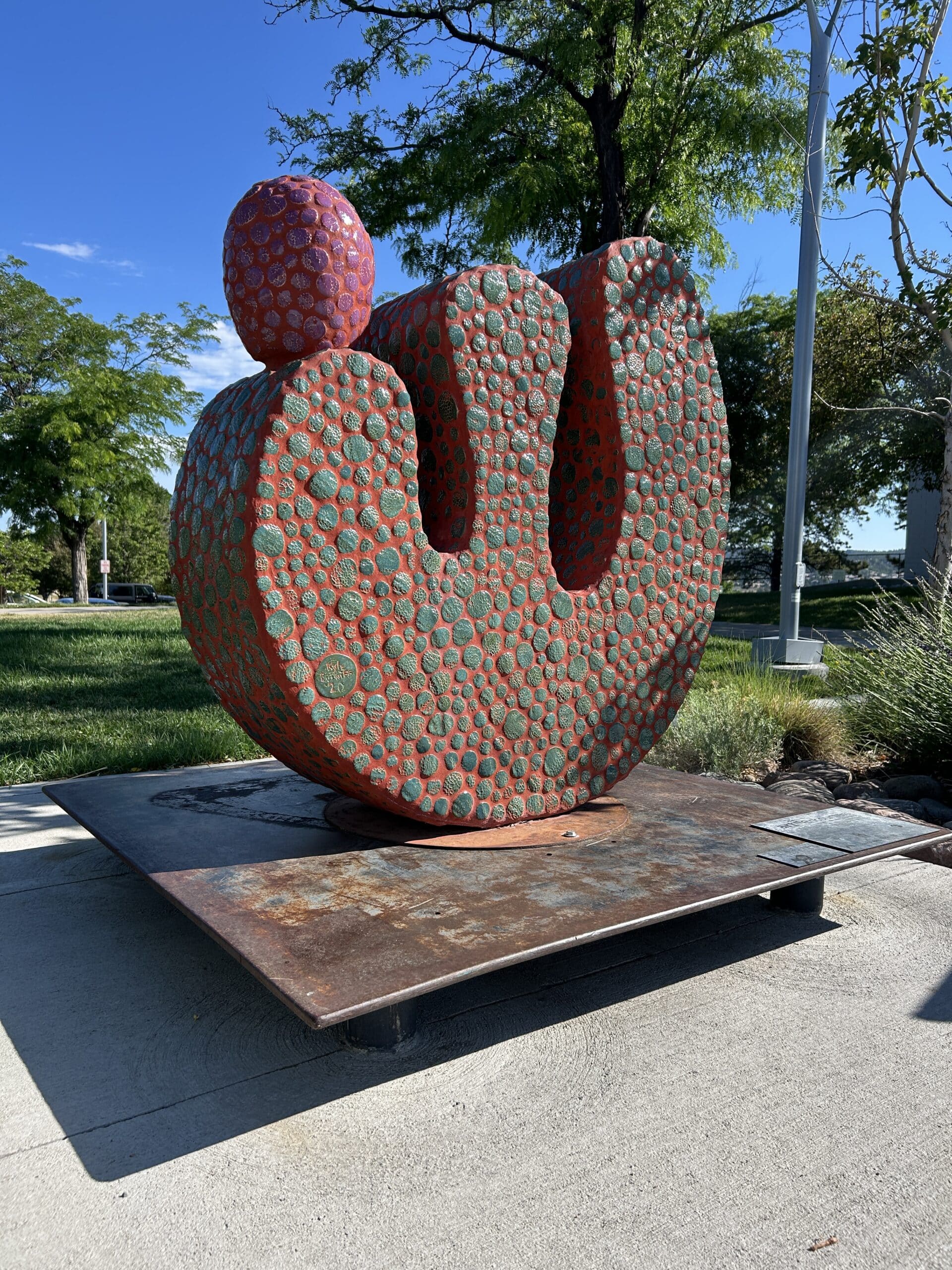 Opuntia is made from foam and coated in concrete, then decorated with more than 1,000 handmade tiles.
